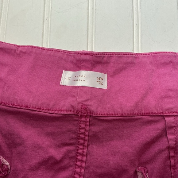 LC Lauren Conrad Women's Plus Size 26W Pink Super High Rise Wide Leg Crop Pants - Picture 7 of 11